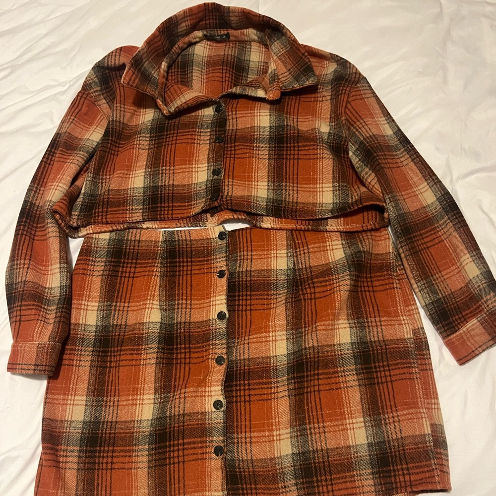 Shein Plaid/ flannel 2 piece skirt and shirt combo !